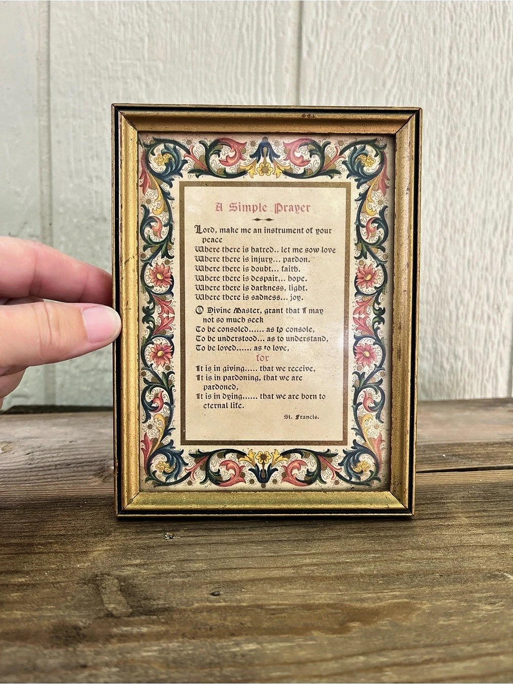 Vintage “A Simple Prayer” Framed Print